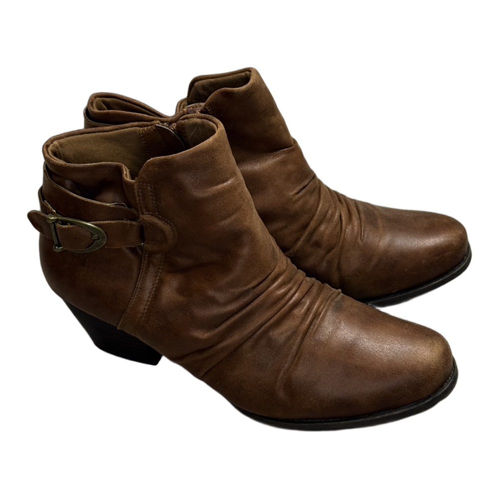 Rydel Brown Slouch Ankle Boots Buckle Booties Size 11 - Picture 7 of 9